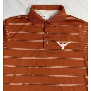 Antigua Texas Longhorns Polo Shirt Men's Sz M Burnt Orange Short Sleeve Striped
